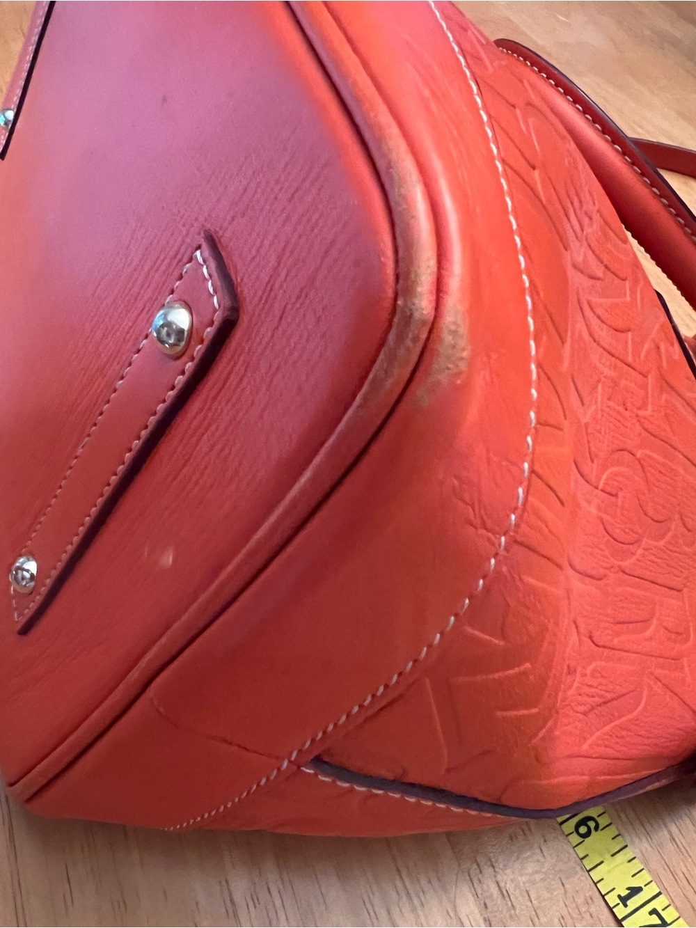 Dooney & Bourke Bright Orange Embossed Logo Satchel - Picture 13 of 15